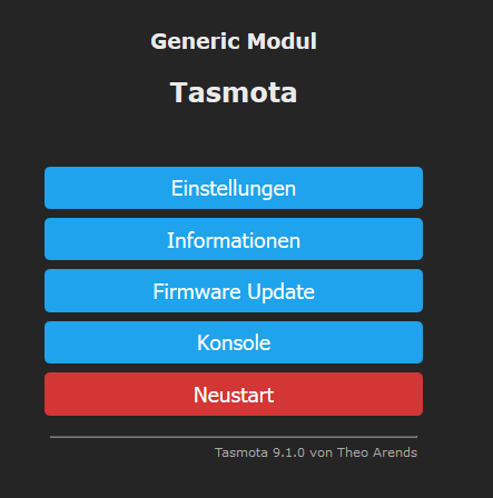 Tasmota Hauptmenü